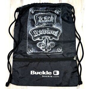 ROCK REVIVAL Buckle 13.5"x18.5" Black Screenprint Logo Cinch Bag BACKPACK Tote